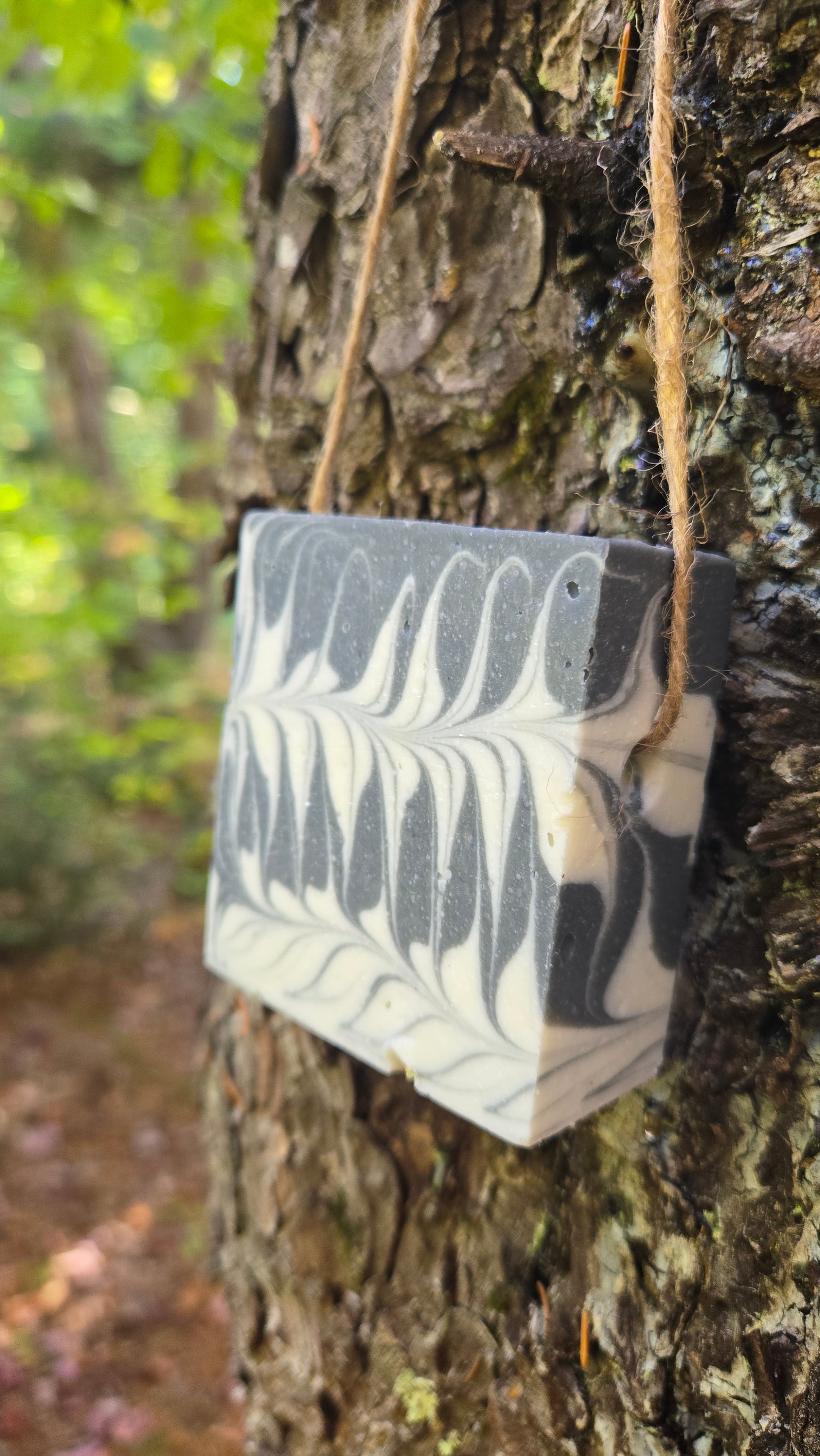 Savon huile essentielle de menthe poivrée et charbon actif